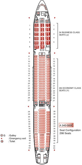 Air mauritius MK53 seat plan A340-300