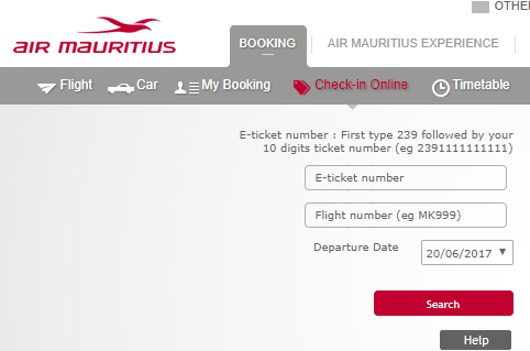 Air Mauritius Online Check In Flight Check In